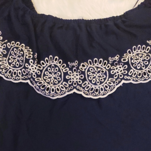 🆕️Fever Off Shoulder Blue & White Embroidered Top - Picture 9 of 9